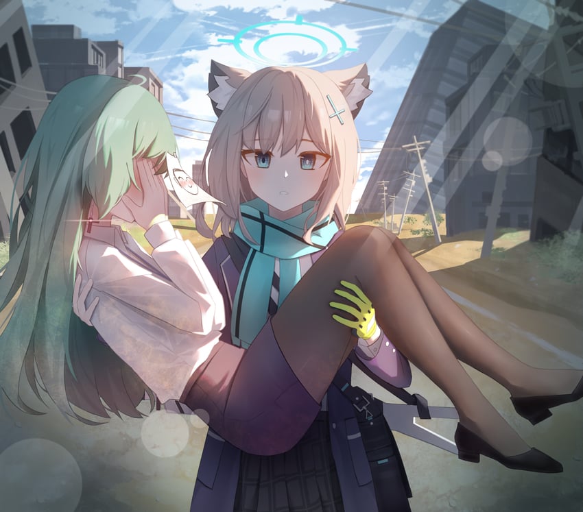 sensei, doodle sensei, shiroko, and female sensei (blue archive) drawn by froha11037