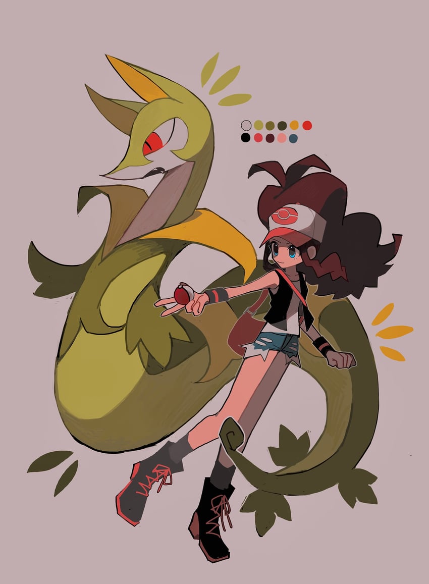 hilda and serperior (pokemon and 1 more) drawn by 950magi618