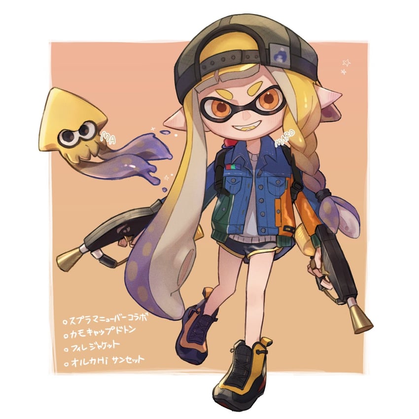 inkling player character and inkling girl (splatoon and 1 more) drawn by maroooooow