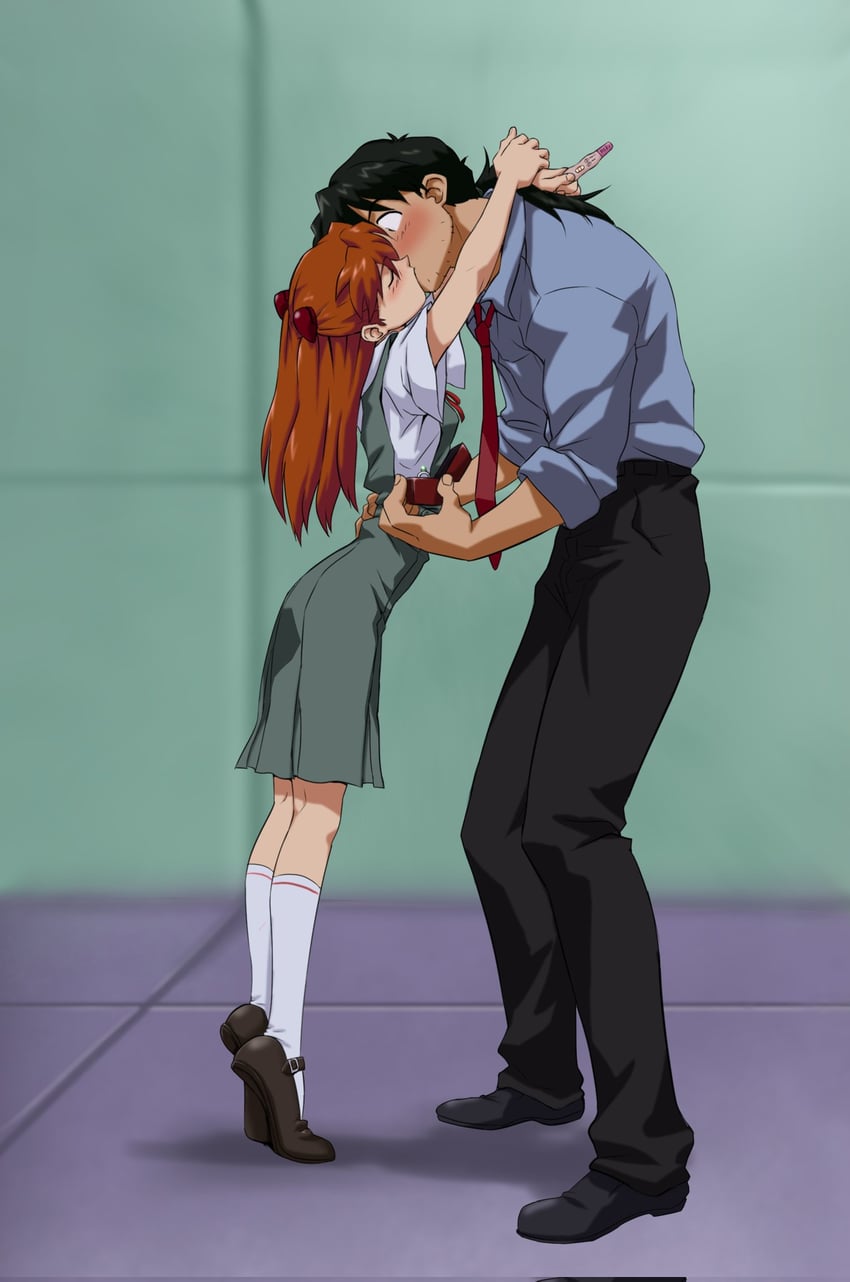souryuu asuka langley and kaji ryouji (neon genesis evangelion) drawn by amondetauro