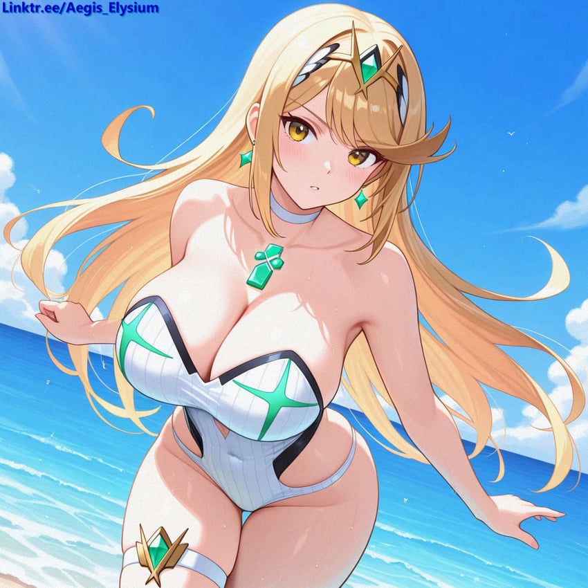 mythra (xenoblade chronicles and 1 more) drawn by aegis_elysium