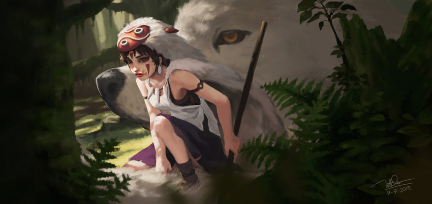 san and moro (mononoke hime) drawn by dao_trong_le