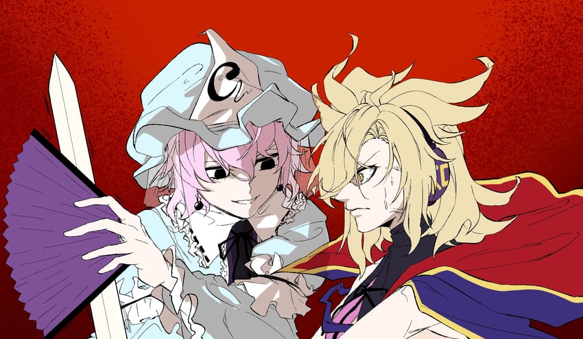 saigyouji yuyuko and toyosatomimi no miko (touhou) drawn by casimia