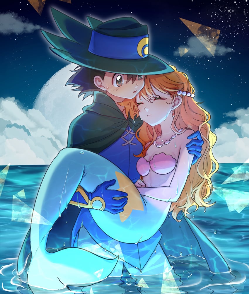 ash ketchum, misty, sir aaron, and mermaid misty (pokemon and 2 more) drawn by 2614520