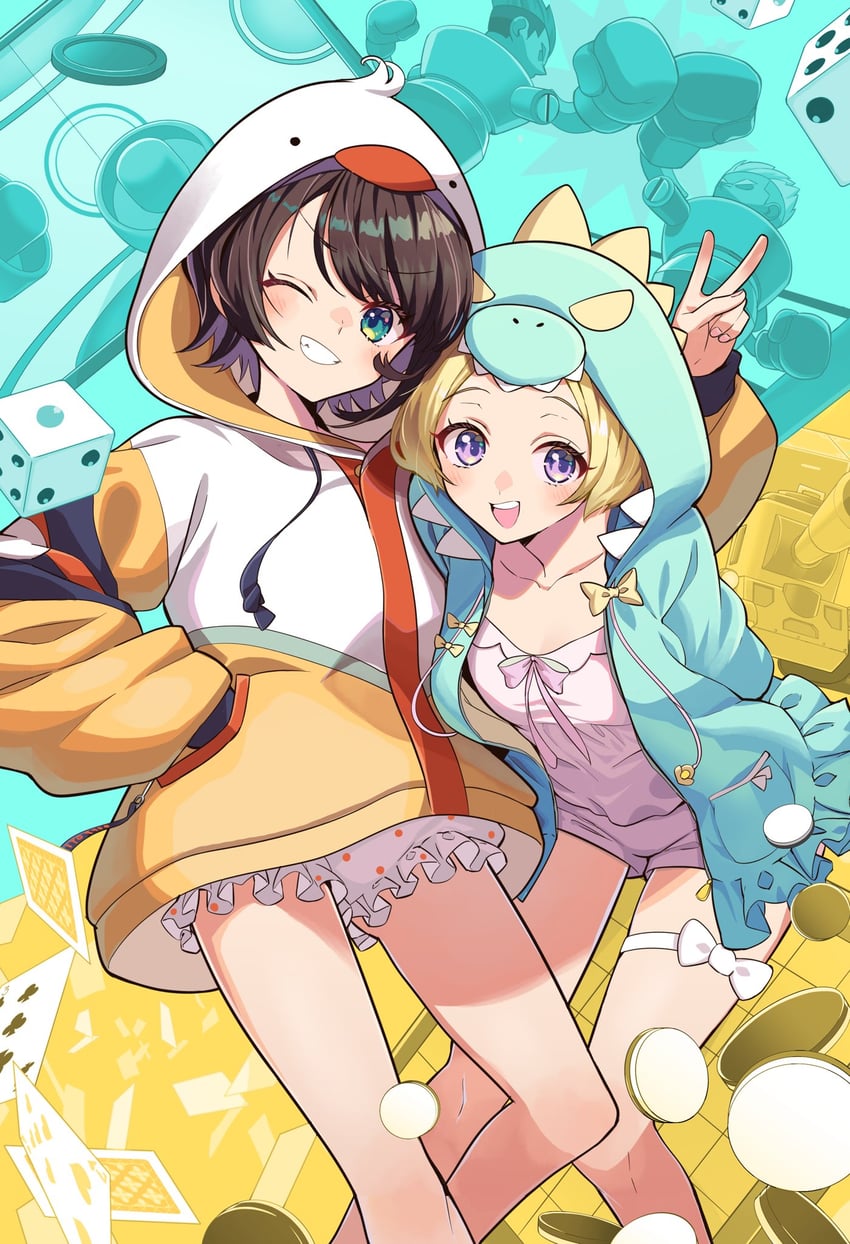 oozora subaru and tsunomaki watame (hololive) drawn by itaboon