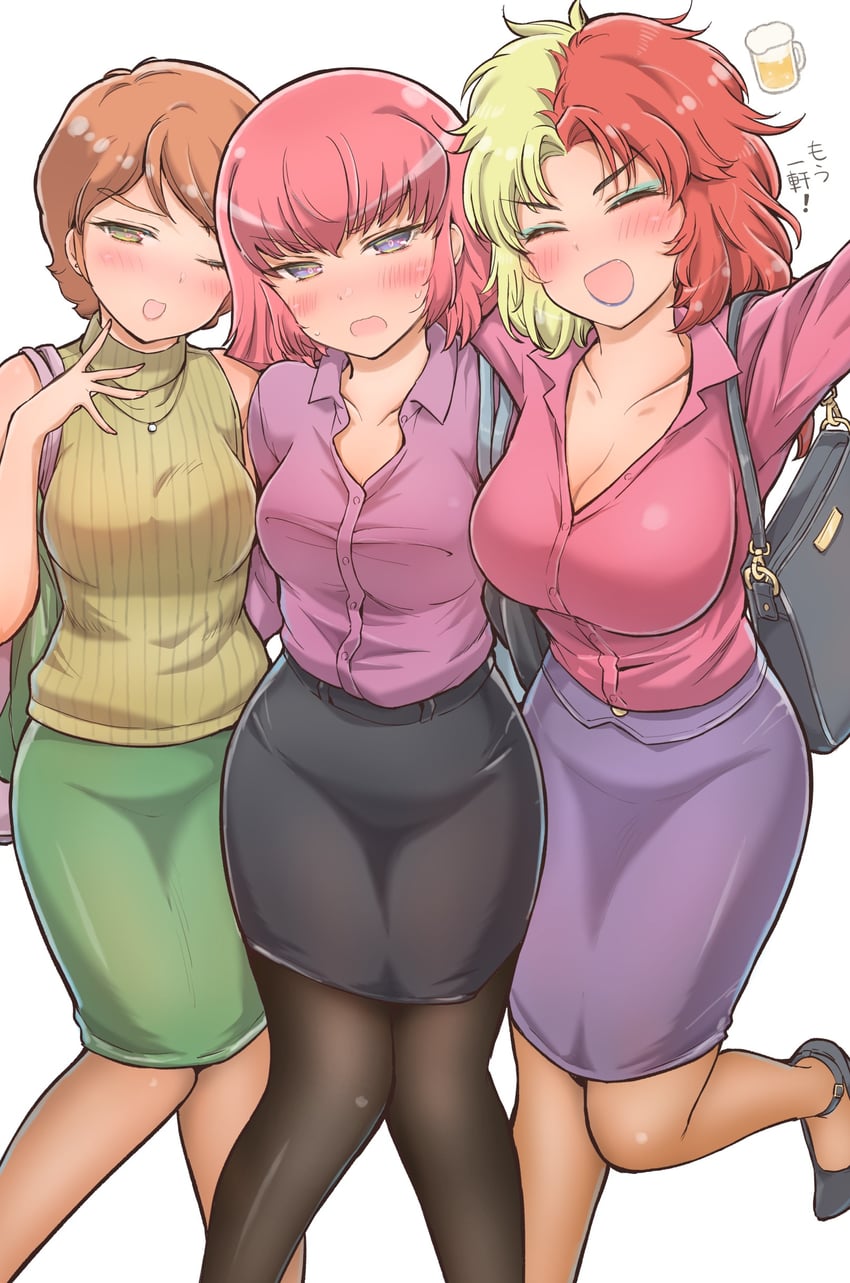haman karn, chara soon, and reccoa londe (gundam and 3 more) drawn by iwasaki_masakazu
