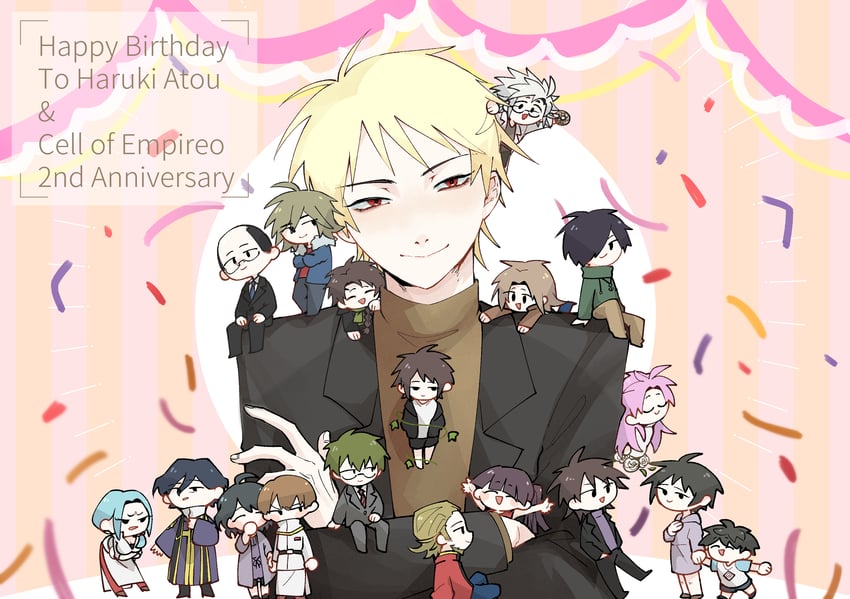 hatsutori hajime, utsugi noriyuki, atou haruki, harada minoru, isoi reiji, and 12 more (saibou shinkyoku) drawn by asaba_kurone