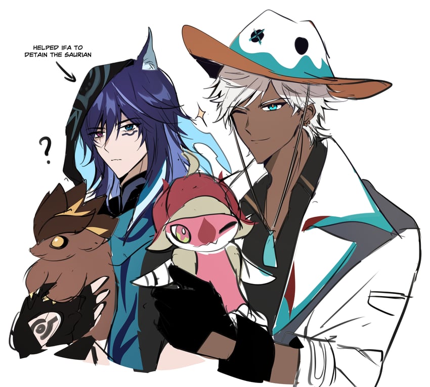 ororon, ifa, tepetlisaurus, and qucusaurus (genshin impact) drawn by efu_(angelschatedral99)