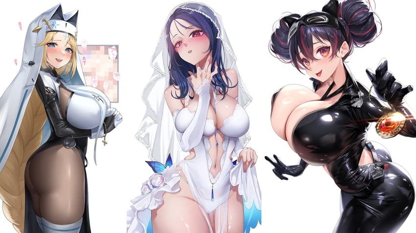 rapunzel, quency, and isabel (goddess of victory: nikke) drawn by bibie307, kurone_rinka, and ruhee