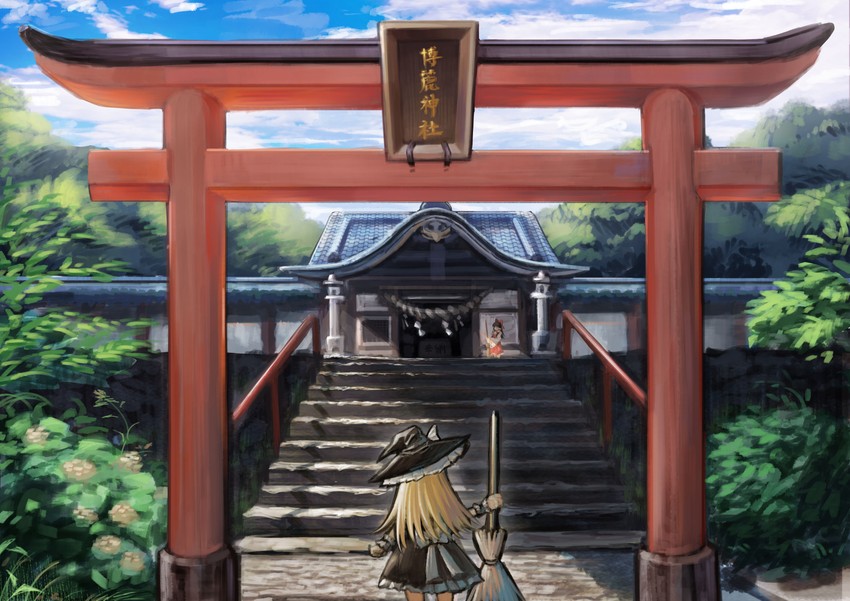 hakurei reimu and kirisame marisa (touhou) drawn by an_skill