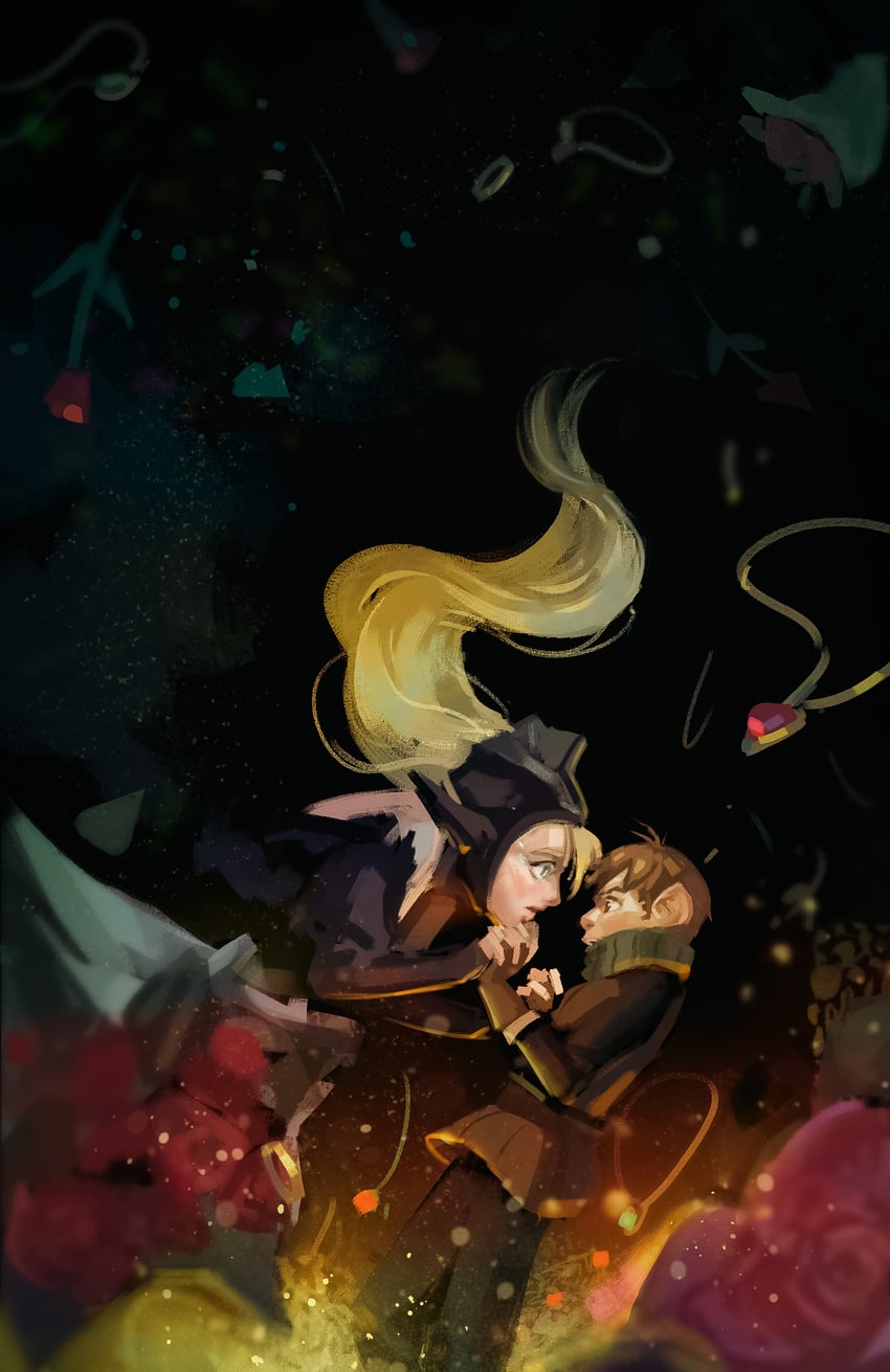marcille donato and chilchuck tims (dungeon meshi) drawn by artzel19