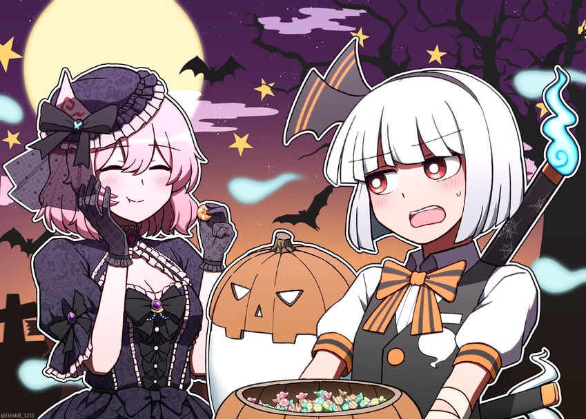 konpaku youmu and saigyouji yuyuko (touhou) drawn by hoshii_1213