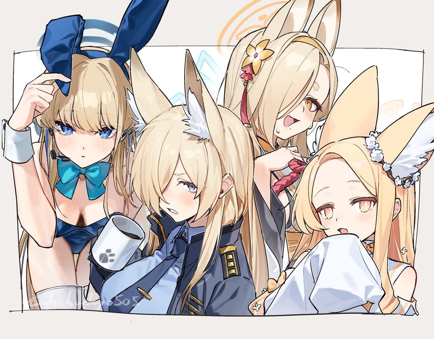 toki, kanna, seia, nagisa, and kaho (blue archive) drawn by uhuhu