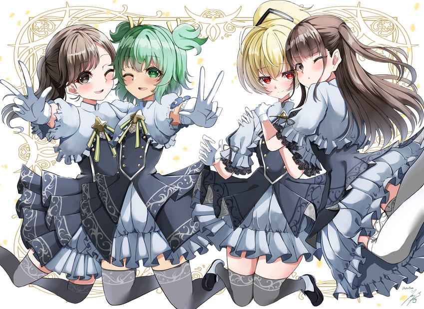 ando tazusa, yoshimura thi mai, iwata haruki, and tsumugi risa (real life and 1 more) drawn by ya-man