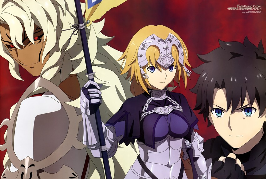 fujimaru ritsuka, jeanne d'arc, solomon, and grand caster (fate and 2 more) drawn by aquastar_inc.