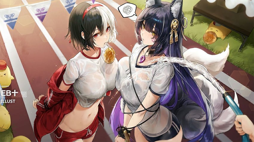 manjuu, musashi, and bruenhilde (azur lane) drawn by kim_eb