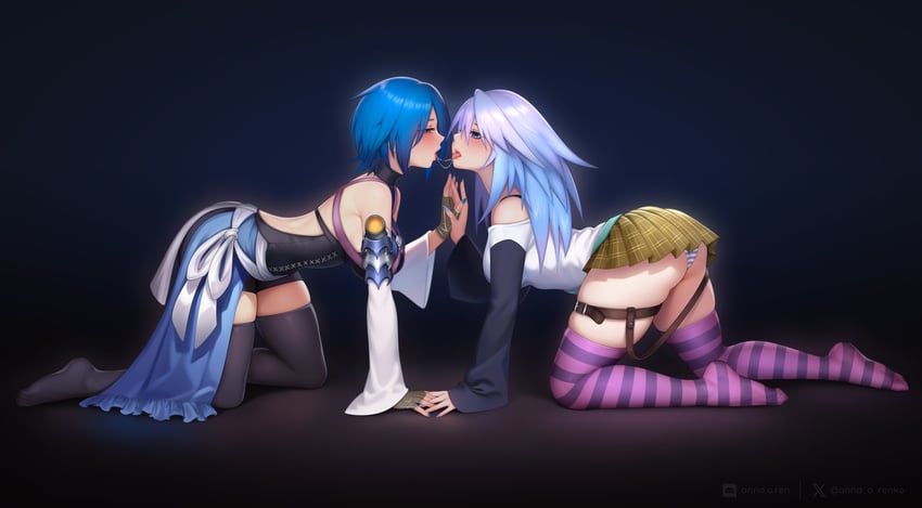 aqua and shirayuki mizore (kingdom hearts and 2 more) drawn by anna_o_renko
