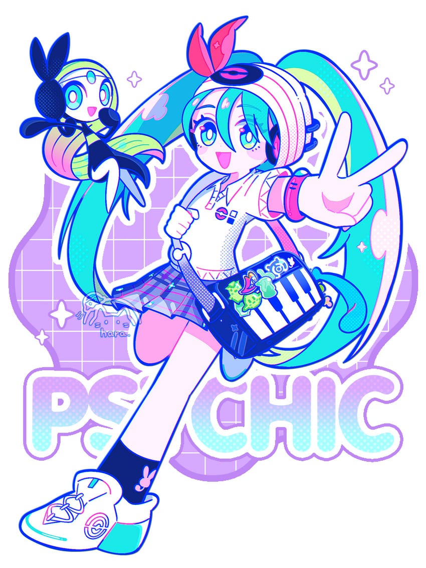 hatsune miku, meloetta, and psychic miku (pokemon and 2 more) drawn by 8ra_jelly