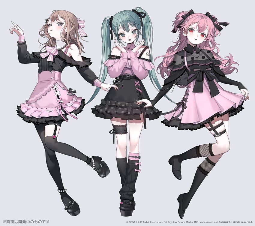 hatsune miku, hanasato minori, and momoi airi (vocaloid and 1 more) drawn by karo_(karohroka)