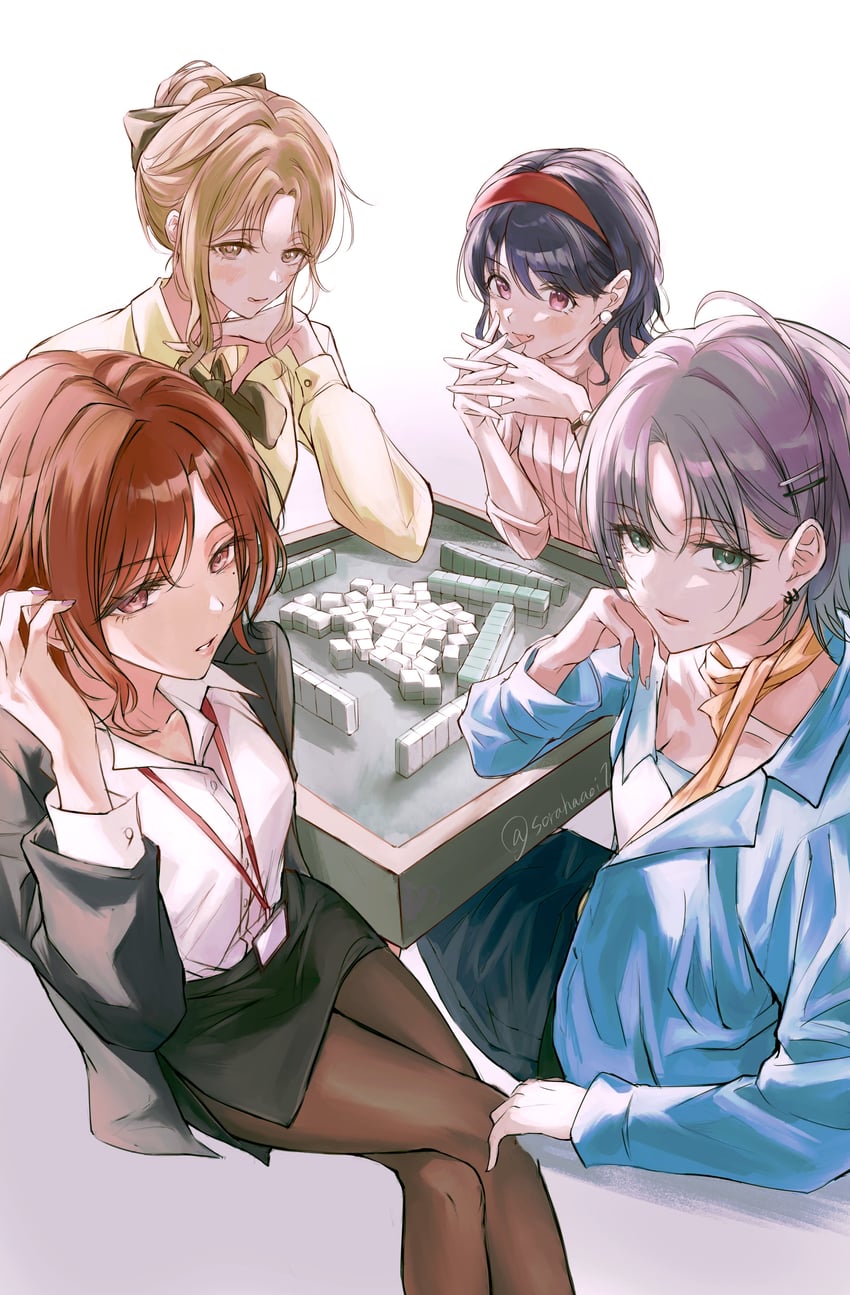 higuchi madoka, asakura toru, fukumaru koito, and ichikawa hinana (idolmaster and 2 more) drawn by sushizanmai_(sorahaaoi7)
