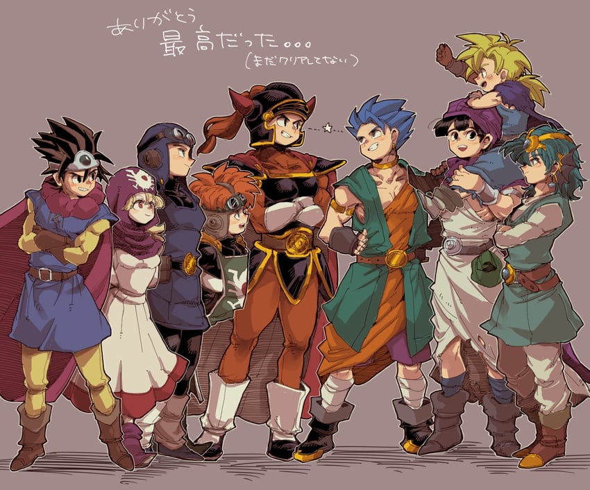 princess of moonbrook, roto, prince of lorasia, prince of samantoria, hero, and 1 more (dragon quest and 6 more) drawn by saitou_piyoko