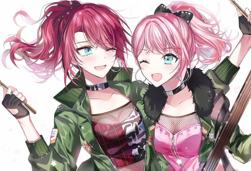 uehara himari and udagawa tomoe (bang dream!) drawn by nennen