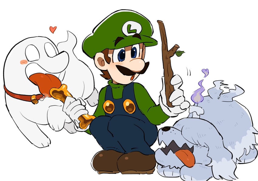 luigi and greavard (pokemon and 3 more) drawn by mimimi_(mimimim9999)