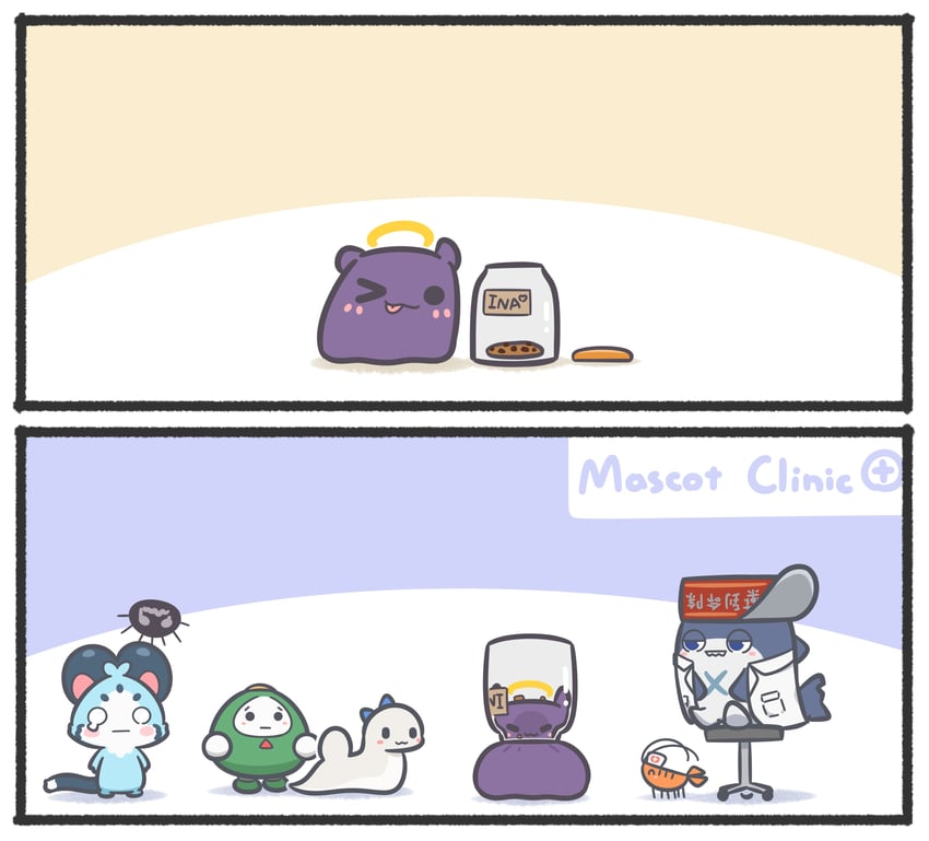takodachi, bloop, yorick, chattino, boros, and 2 more (hololive and 1 more) drawn by mpien