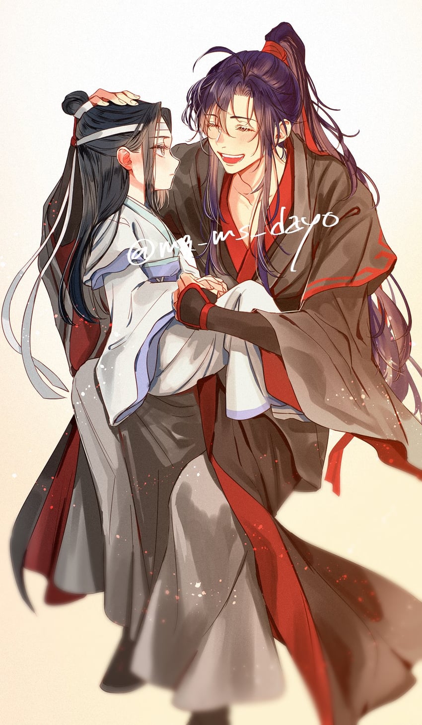 wei wuxian and lan wangji (modao zushi) drawn by mg_ms_dayo
