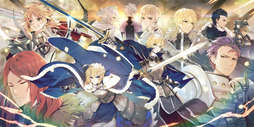 artoria pendragon, saber, mordred, merlin, arthur pendragon, and 7 more (fate and 5 more) drawn by teddypocky