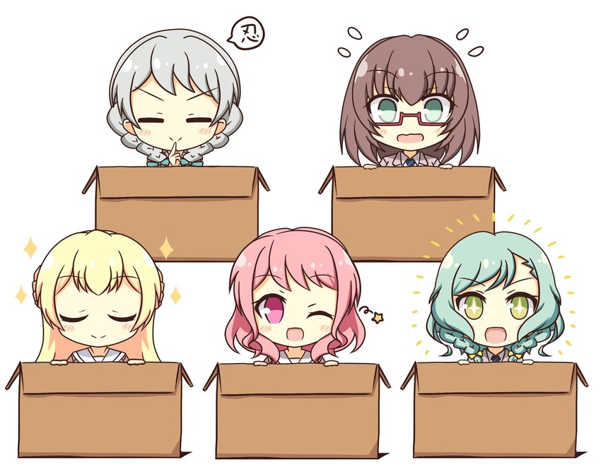 hikawa hina, maruyama aya, shirasagi chisato, wakamiya eve, and yamato maya (bang dream!) drawn by teen_(teen629)