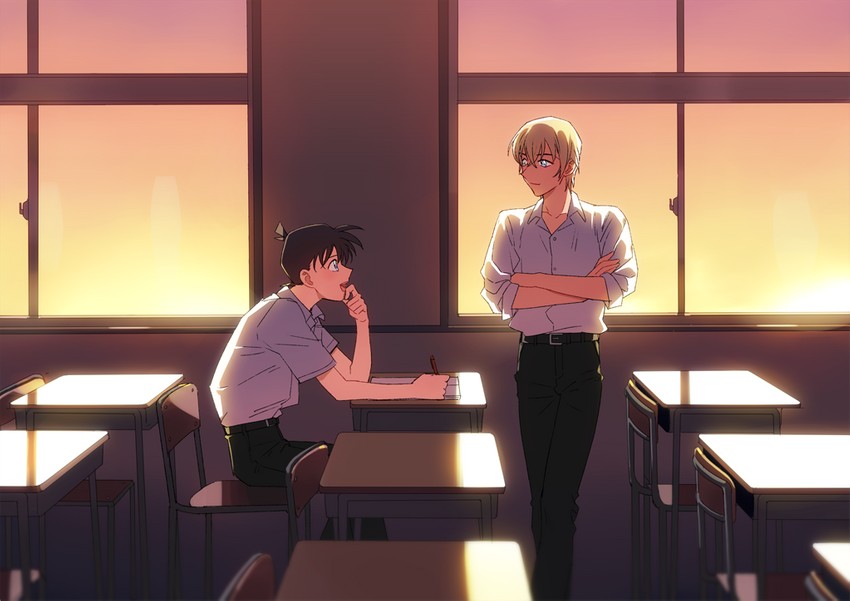 amuro tooru and kudou shin'ichi (meitantei conan) drawn by k_(gear_labo)