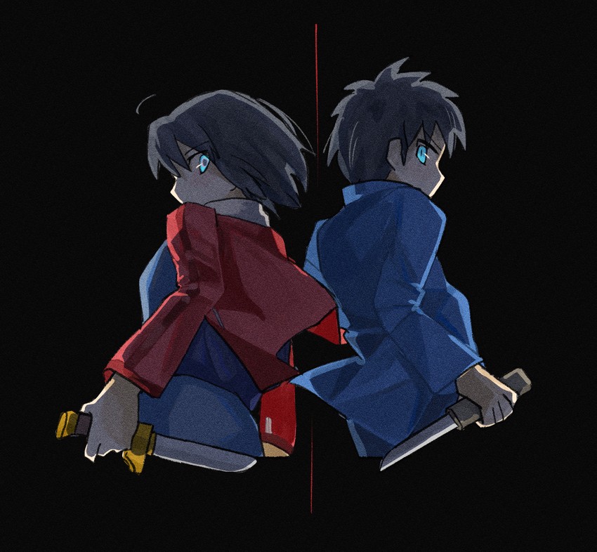 ryougi shiki and tohno shiki (tsukihime and 1 more) drawn by sost_fgo