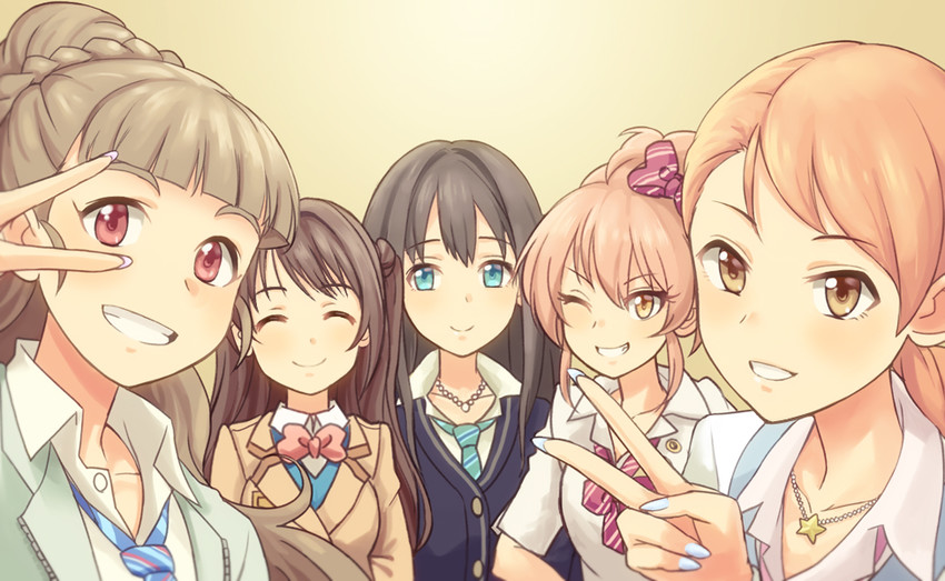 shibuya rin, shimamura uzuki, jougasaki mika, hojo karen, and kamiya nao (idolmaster and 1 more) drawn by monza
