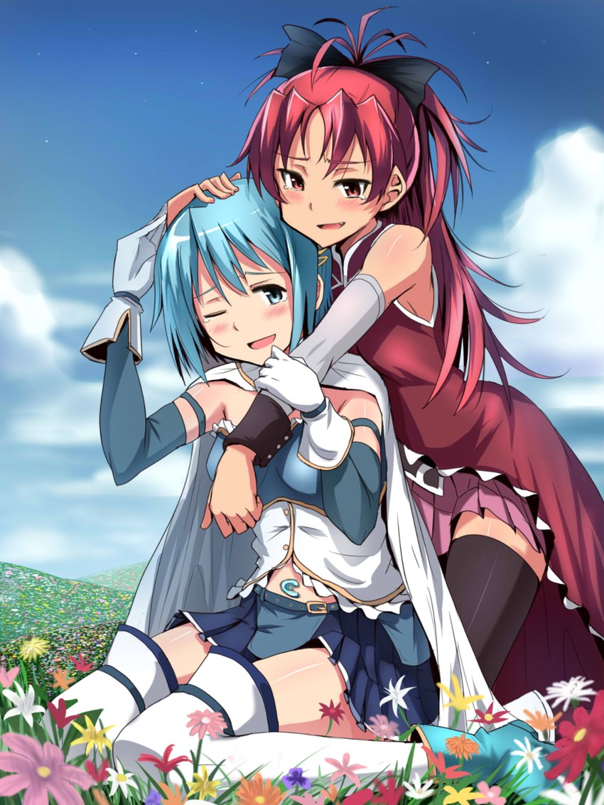 miki sayaka and sakura kyoko (mahou shoujo madoka magica) drawn by ulrich_(tagaragakuin)
