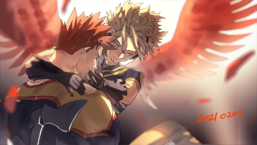 endeavor and hawks (boku no hero academia) drawn by koooogasya