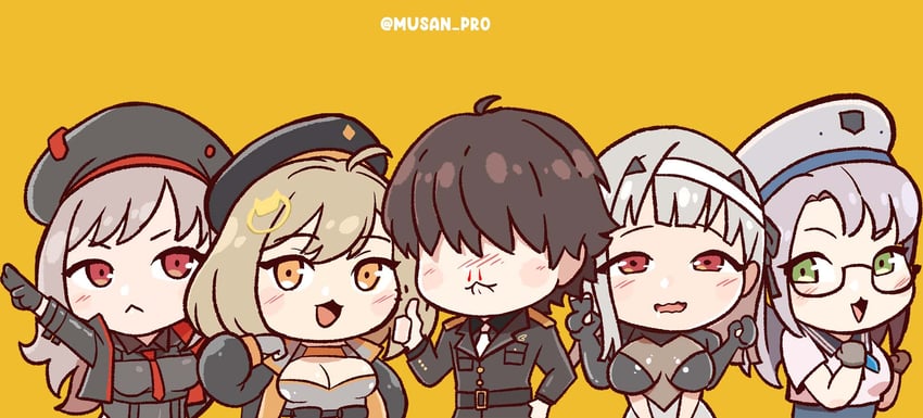 anis, rapi, commander, neon, and modernia (goddess of victory: nikke) drawn by musan_pro