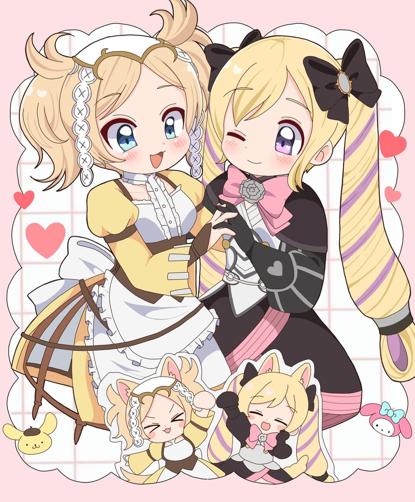 my melody, elise, lissa, and pompompurin (fire emblem and 4 more) drawn by rukinya_nya