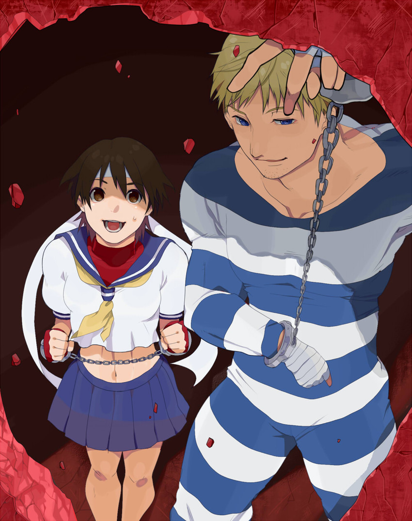 kasugano sakura and cody travers (street fighter and 1 more) drawn by ohji130