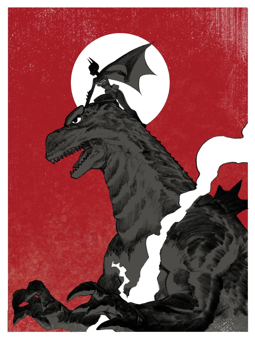 godzilla, batgirl, and cassandra cain (dc comics and 1 more) drawn by psuede