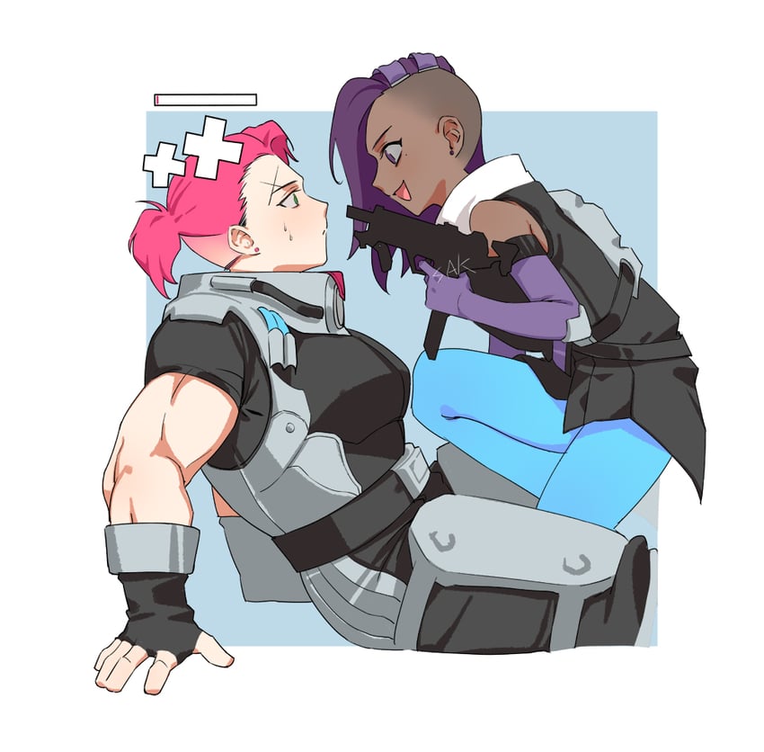 sombra and zarya (overwatch and 1 more) drawn by ssaknanda