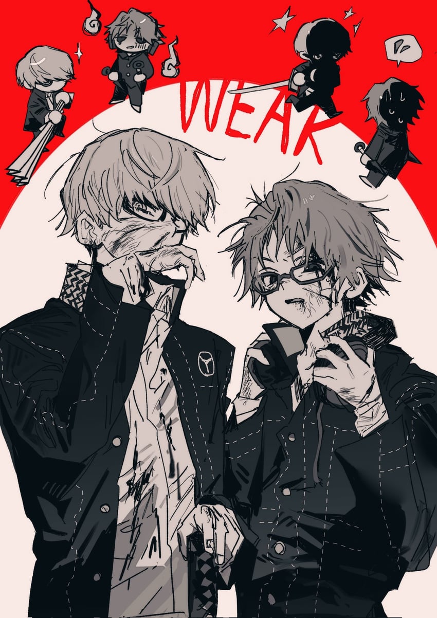 narukami yu and hanamura yousuke (persona and 1 more) drawn by goguma_wagamja