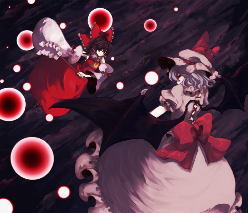 hakurei reimu and remilia scarlet (touhou) drawn by shiina_aya