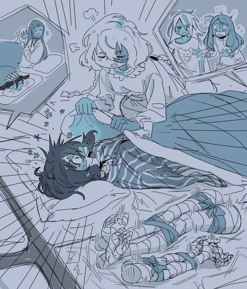 konno junko, minamoto sakura, mizuno ai, nikaidou saki, hoshikawa lily, and 2 more (zombie land saga) drawn by koyomania