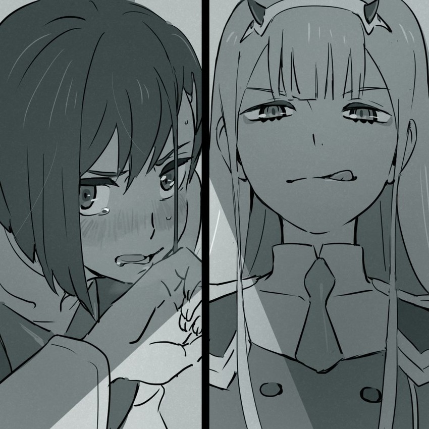 zero two and ichigo (darling in the franxx) drawn by anarchy_ptck