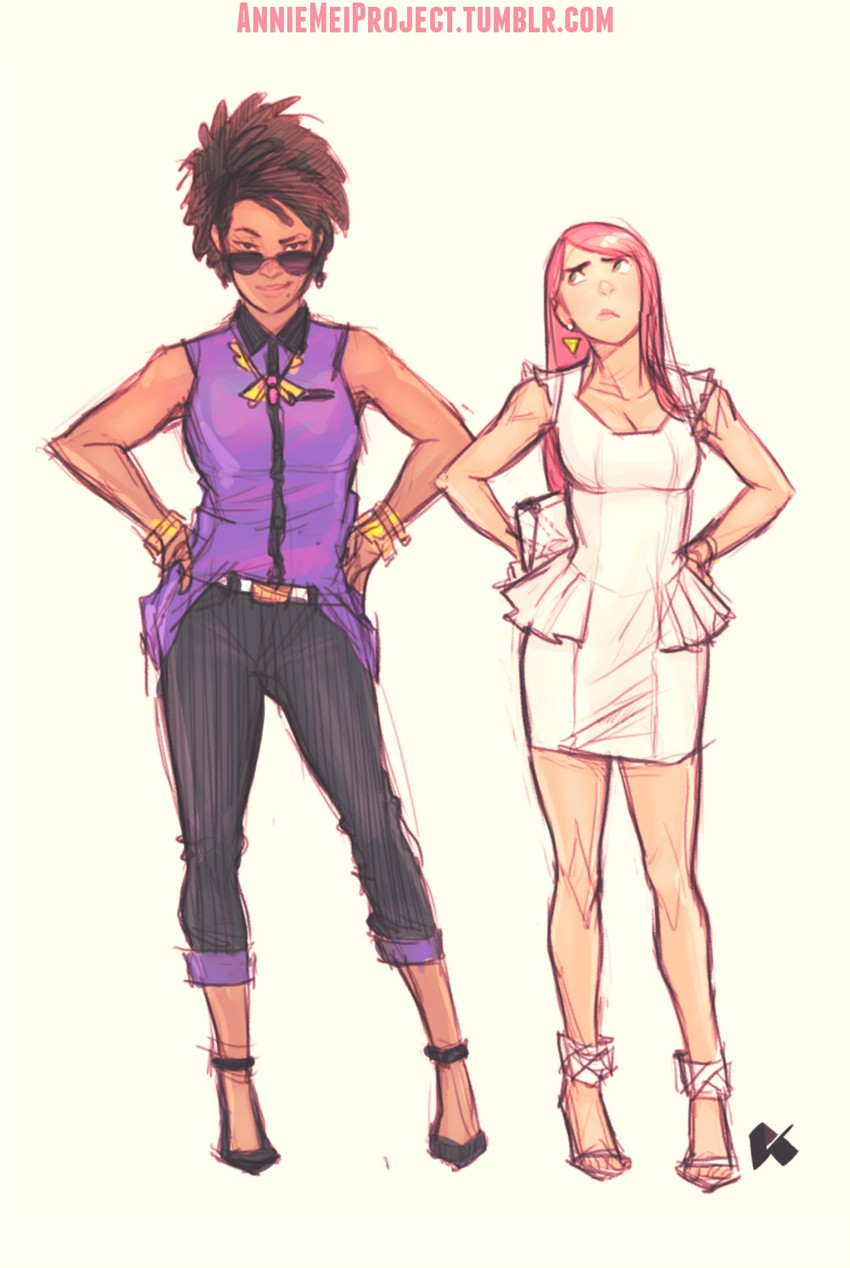 annie mei and retro mei (annie mei project) drawn by caleb_thomas