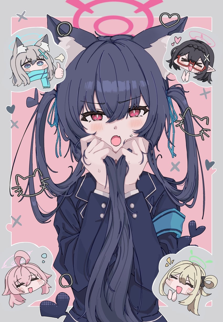 shiroko, hoshino, nonomi, serika, and ayane (blue archive) drawn by pusen_(puuu_sen555)