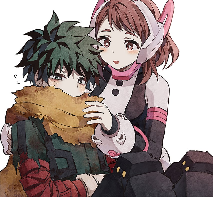 midoriya izuku and uraraka ochaco (boku no hero academia) drawn by coi_mha