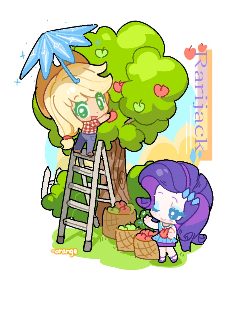 applejack and rarity (my little pony and 2 more) drawn by chengzi82020