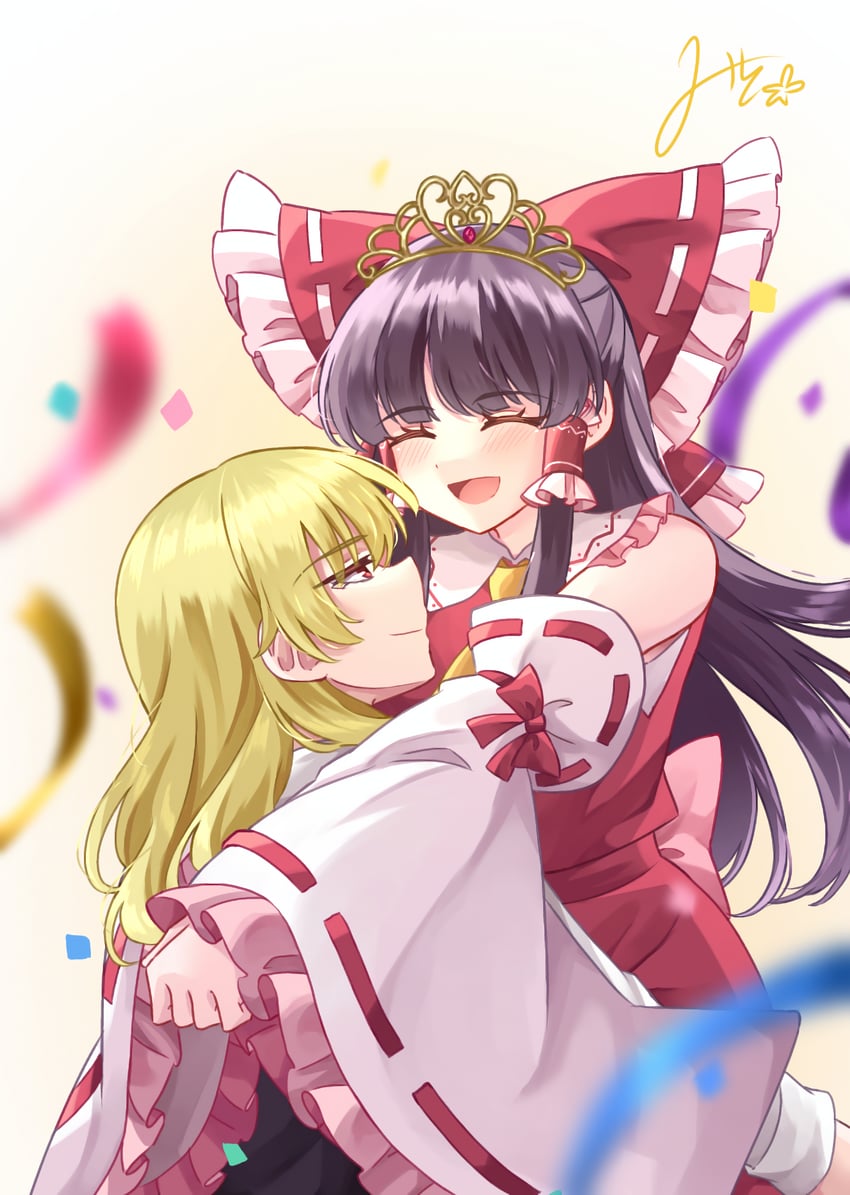 hakurei reimu and kirisame marisa (touhou) drawn by mito_(fate)
